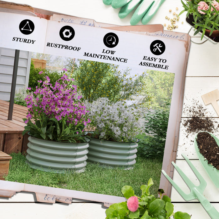 Raised Garden Bed Duo - Metal Planter Boxes with Safety Edging & Easy Assembly - Ideal for Home Gardening & Outdoor Decor