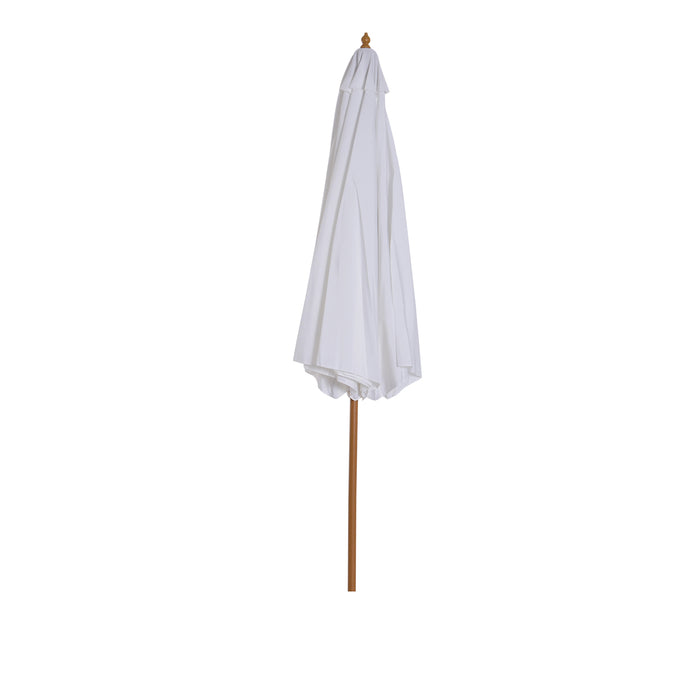 Fir Wooden Parasol with Bamboo Ribs - 3m Garden Umbrella Sun Shade, Cream White Canopy - Ideal for Patio and Outdoor Comfort