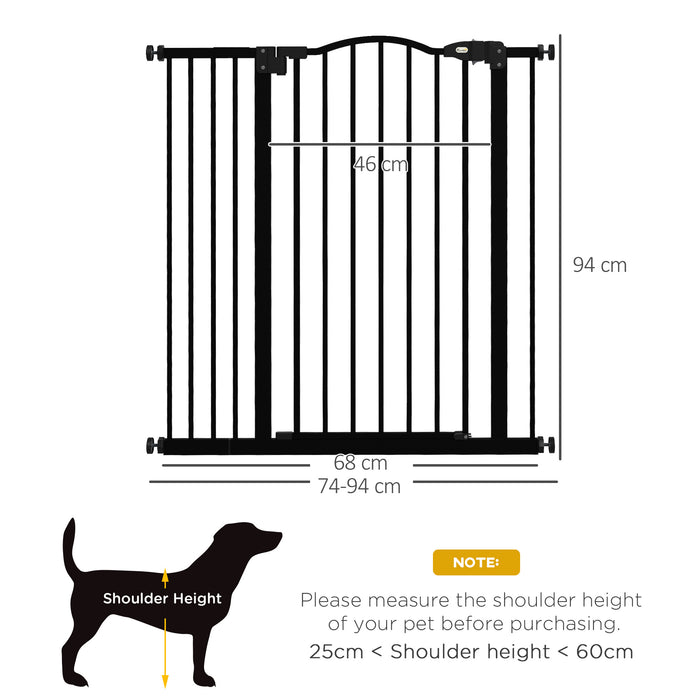 Folding Metal Pet Safety Gate for Dogs - Durable Barrier, Black Finish - Protects Pets, Indoor/Outdoor Use