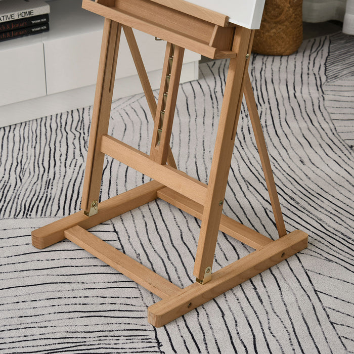 H-Frame Wooden Easel - Adjustable Height, Canvas Holder, Pencil Case for Artists - Ideal for Display, Exhibition, Drawing & Painting