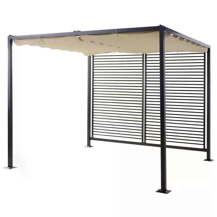 Retractable Garden Pergola with Metal Frame - Beige 2.8m x 3m Outdoor Shade Structure - Ideal for Patio and Backyard Comfort