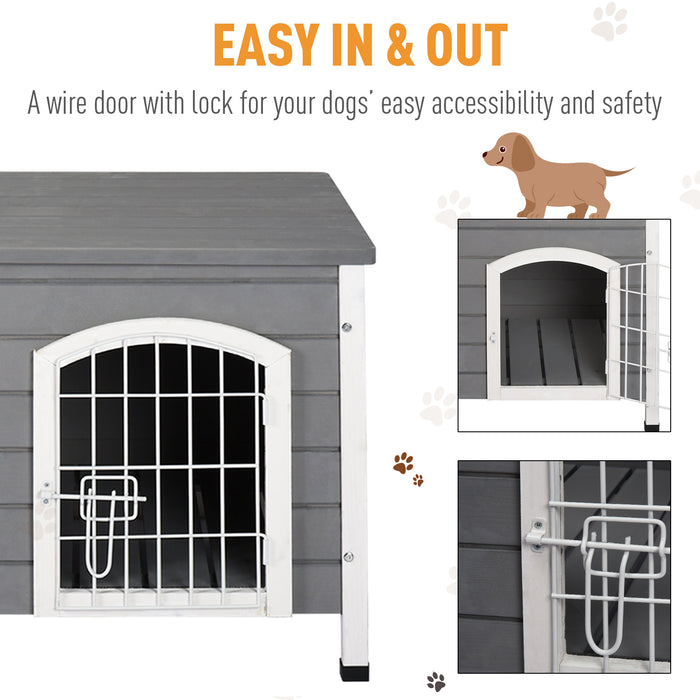 Wooden Dog Crate Kennel with Lockable Door - Small Pet House, Openable Top, Durable Construction in Gray - Ideal for Dogs and Small Animals Security and Comfort
