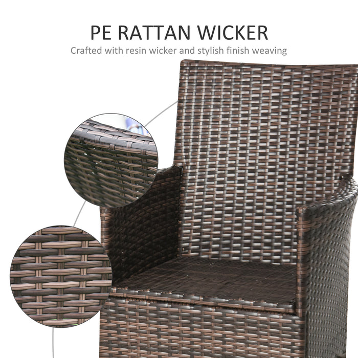 Outdoor Rattan Dining Chair - 2-Seater with Armrests and Cushions in Mixed Brown - Ideal Garden Patio Furniture for Relaxation