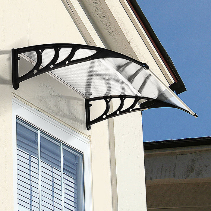 Curved Aluminum & Polycarbonate Awning - Modern UV & Water Resistant Door Canopy - Outdoor Rain Shelter for Home Entrances
