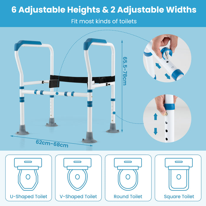 Safety Frame for Toilet - Adjustable Height and Width, Stand Alone Design - Ideal for Elderly and Disabled Individuals