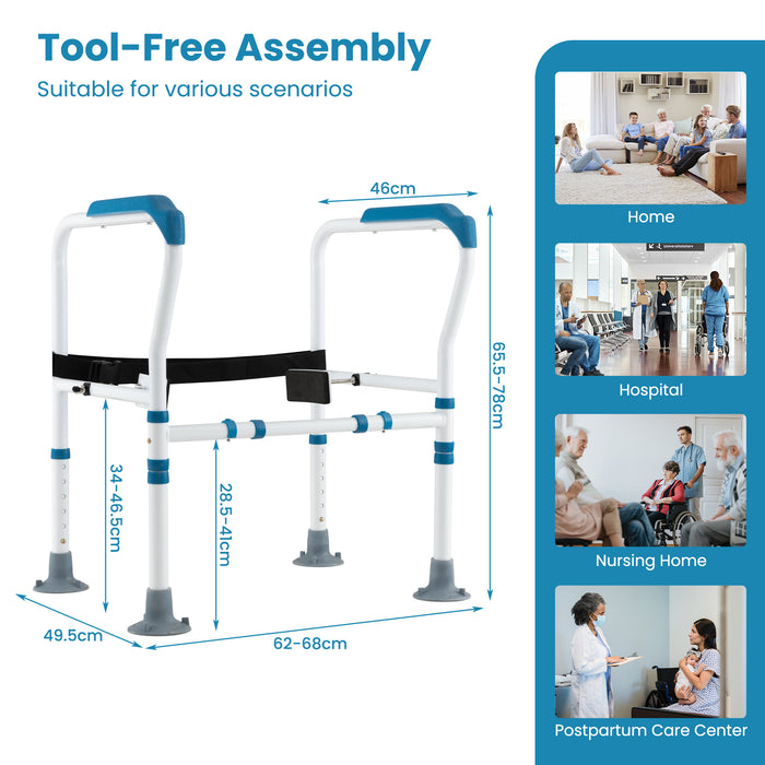 Safety Frame for Toilet - Adjustable Height and Width, Stand Alone Design - Ideal for Elderly and Disabled Individuals