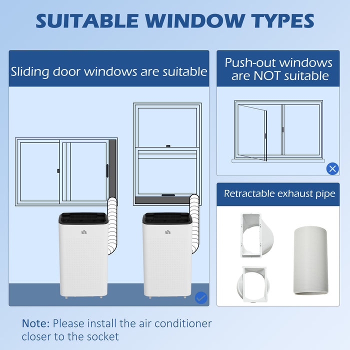 12,000 BTU Portable Air Conditioning Unit - Smart WiFi-Enabled Cooling for Rooms Up to 26m² with Dehumidifier & Fan - Includes Convenient 24-Hour Timer Function for Home Comfort