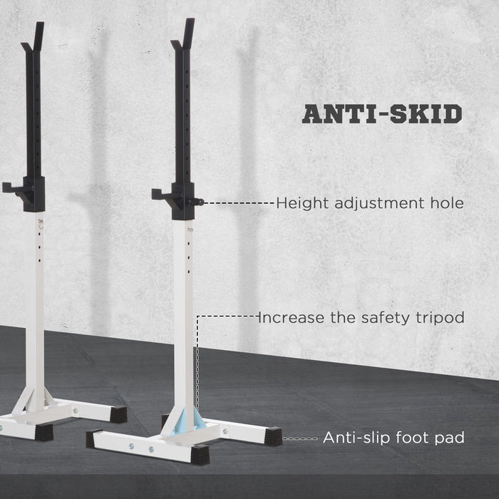 Heavy Duty Barbell Squat Stand - Adjustable Spotter Rack for Weightlifting - Ideal for Home Gyms and Fitness Enthusiasts