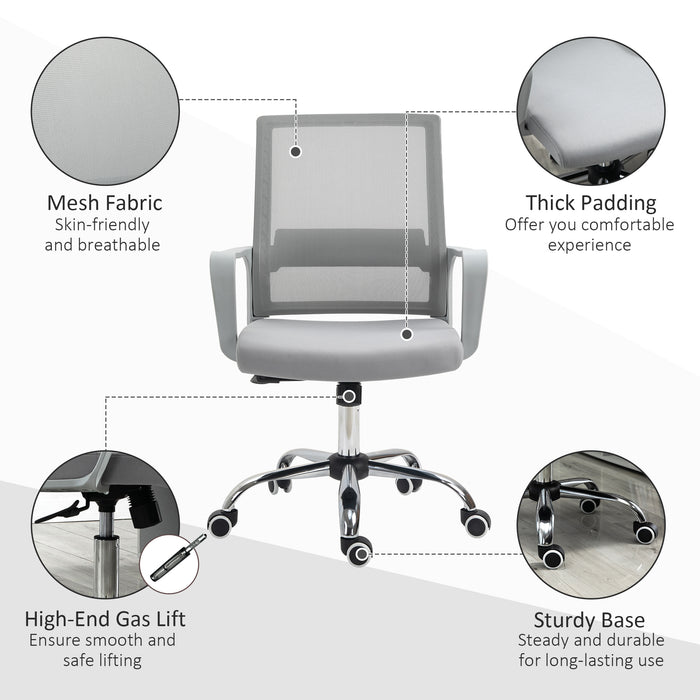 Ergonomic Mesh Desk Chair with Adjustable Armrests - 360° Swivel and Height Adjustment Features - Ideal for Comfortable Office Seating