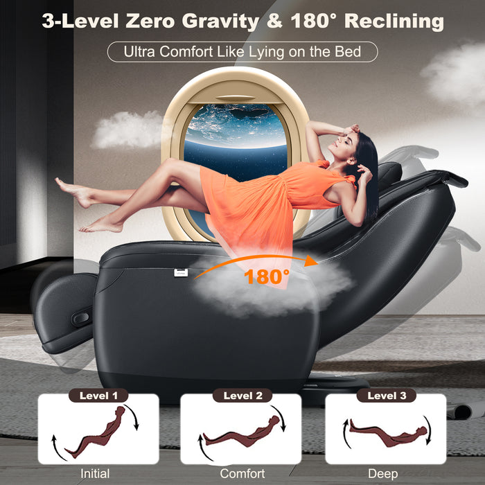 Zero Gravity 3D Massage Chair - Full Body Massage with Back Heater in Black - Ideal for Stress Relief and Relaxation