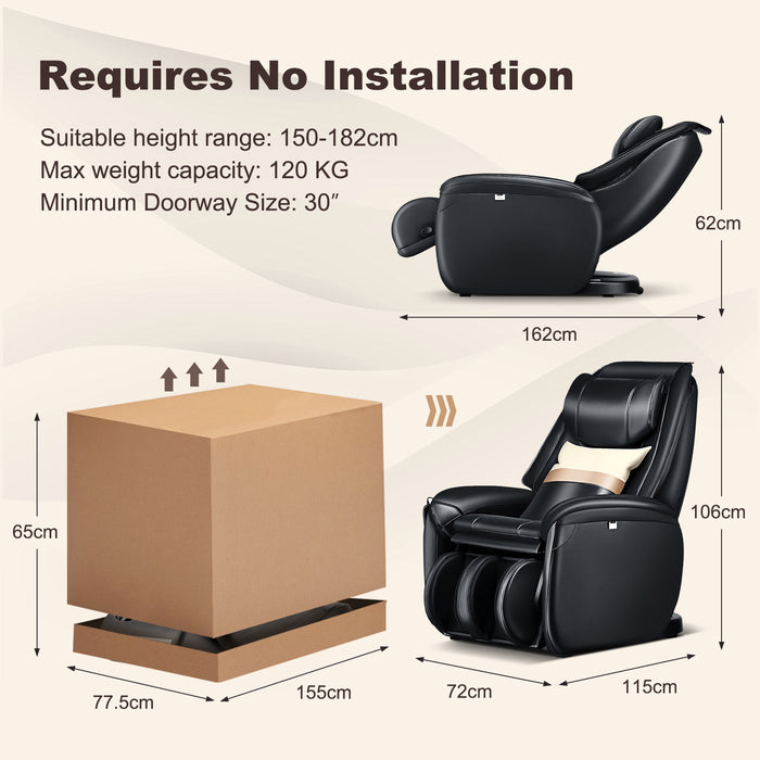 Zero Gravity 3D Massage Chair - Full Body Massage with Back Heater in Black - Ideal for Stress Relief and Relaxation