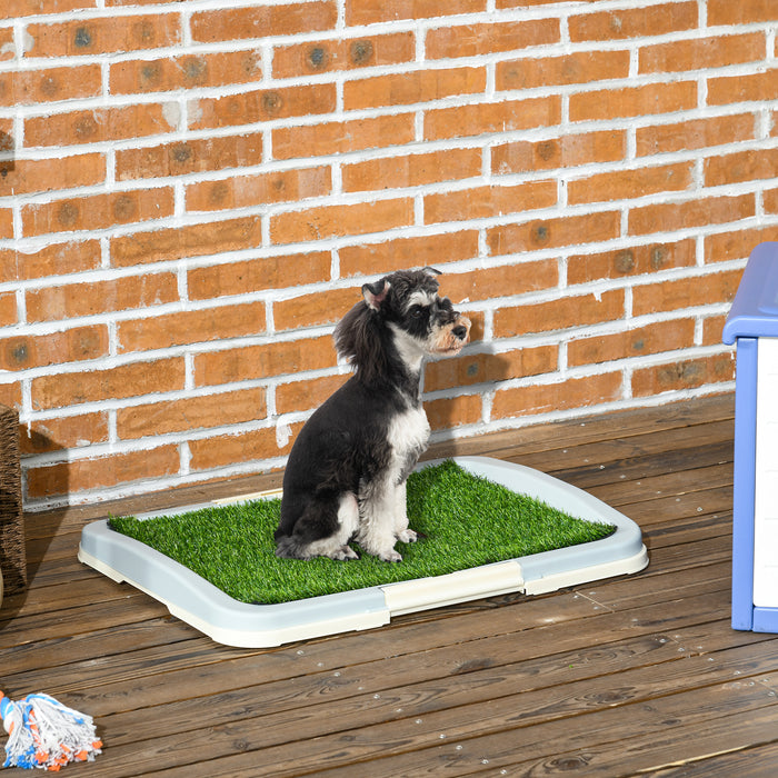 Indoor Puppy Potty Trainer - Artificial Grass Mat with Grid Panel and Leakproof Tray, 63 x 48.5 cm - Ideal for Housebreaking and Small Dogs