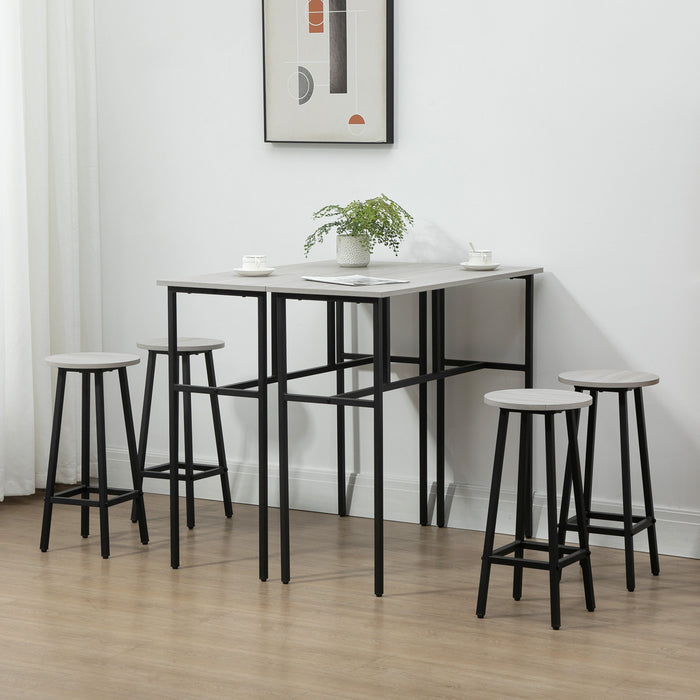 6-Piece Bar Table Set with Stools - Dual Breakfast/Counter Height Dining Tables for Kitchen or Living Room - Perfect for Small Spaces & Entertaining Guests