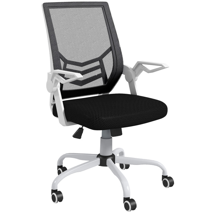 Ergonomic Mesh Office Chair with Flip-up Armrests - Lumbar Support and Smooth-Rolling Swivel Wheels - Comfortable Seating for Home Office and Desk Work