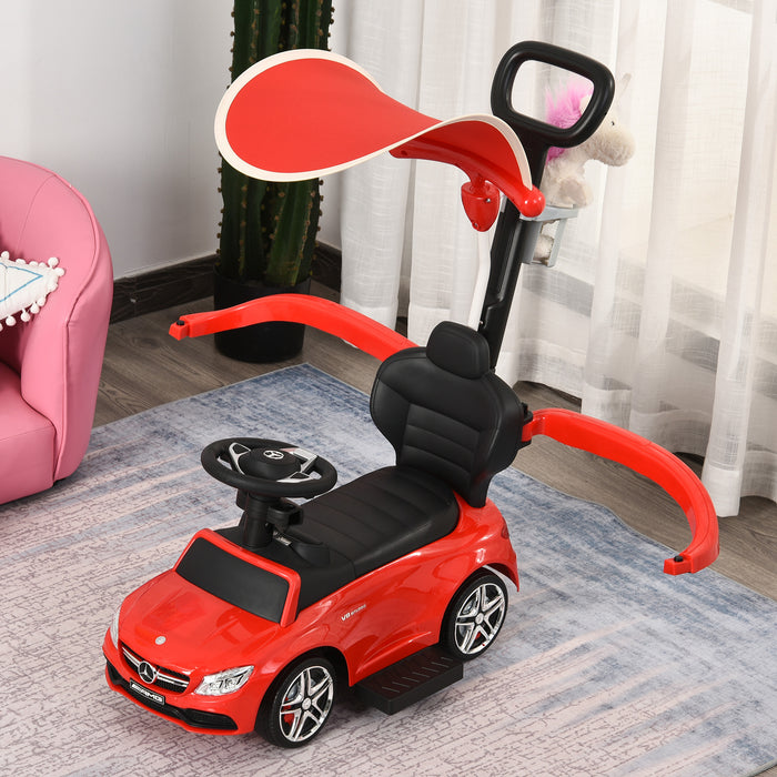 Mercedes Benz 3 in 1 Toddler Ride-On Vehicle - Stroller, Push Car, and Walker with Sun Canopy, Safety Features - For Active Play and Outdoor Adventures