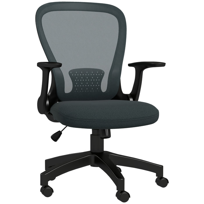 Ergonomic Mesh Office Chair with Flip-Up Armrests - Lumbar Support and Swivel Wheels for Comfortable Seating - Ideal for Home and Office Use