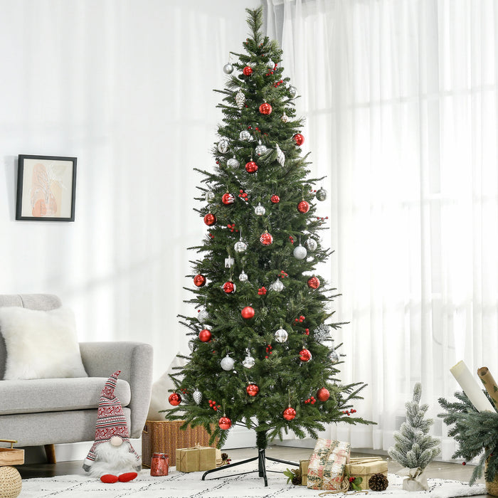 Artificial Pencil Christmas Tree with Lifelike Foliage - Lush Branches, Vibrant Red Berries, Easy Auto-Open Feature - Ideal for Compact Spaces and Holiday Decor