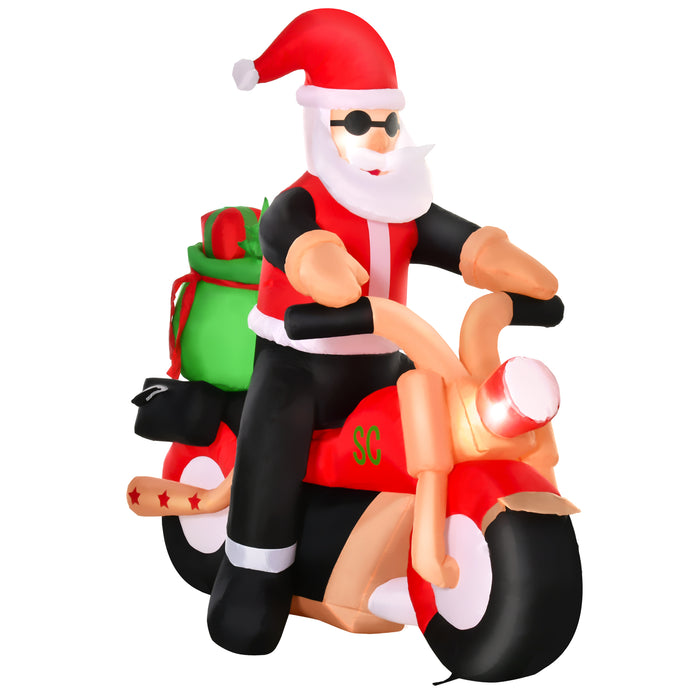 Inflatable Santa Claus on Motorcycle - 5.5ft Christmas Blow Up Yard Decoration - Festive Garden and Outdoor Holiday Display