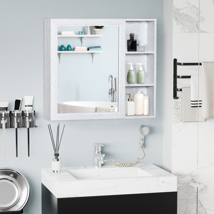Aluminium Bathroom Cabinet - Wall-Mounted Storage with Mirror Door & 3-Tier Shelving - Space-Saving Organizer for Restroom Essentials