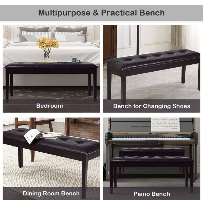 PU Upholstered Dining Bench - Brown Padded Seat for Hallway or Bedroom - Ideal Seating Solution for Convenient and Comfortable Dining