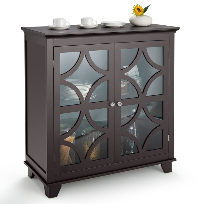 Freestanding Coffee Buffet Sideboard - Adjustable Shelf Cabinet Storage Solution - Ideal for Dining Room Organization