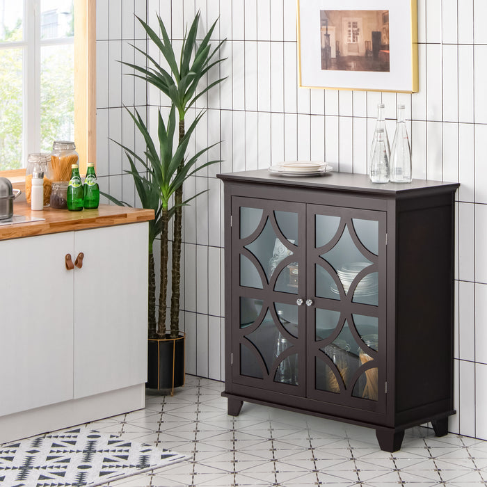 Freestanding Coffee Buffet Sideboard - Adjustable Shelf Cabinet Storage Solution - Ideal for Dining Room Organization