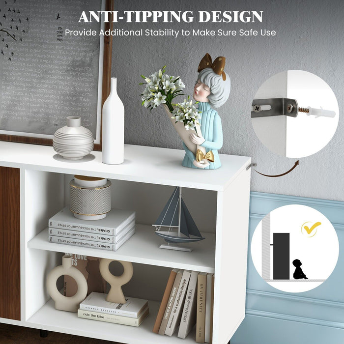 Kitchen Buffet Sideboard - 2/4 Door Design with Open Compartments - Ideal for Spacious Kitchen Storage Solutions