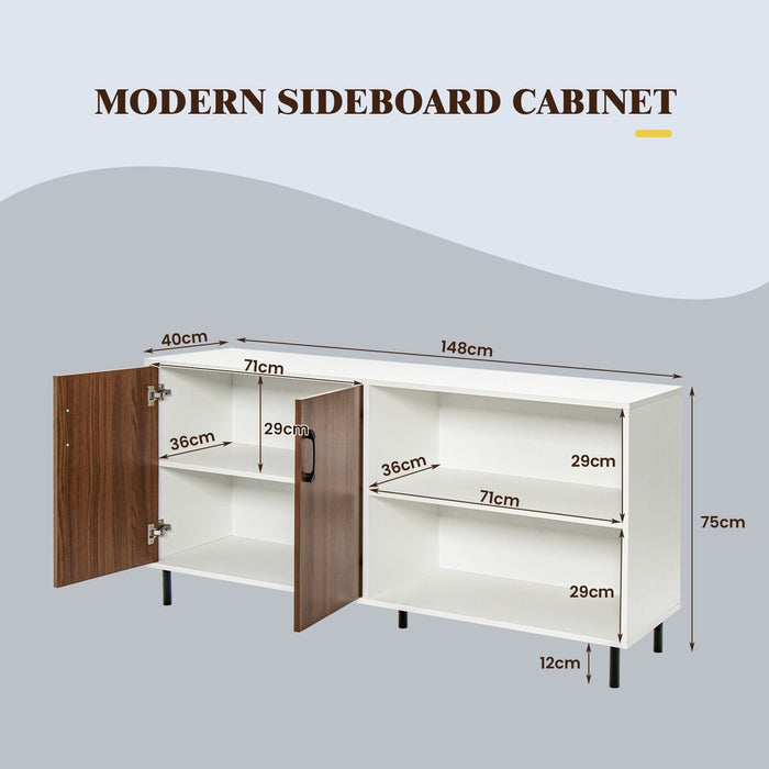 Kitchen Buffet Sideboard - 2/4 Door Design with Open Compartments - Ideal for Spacious Kitchen Storage Solutions