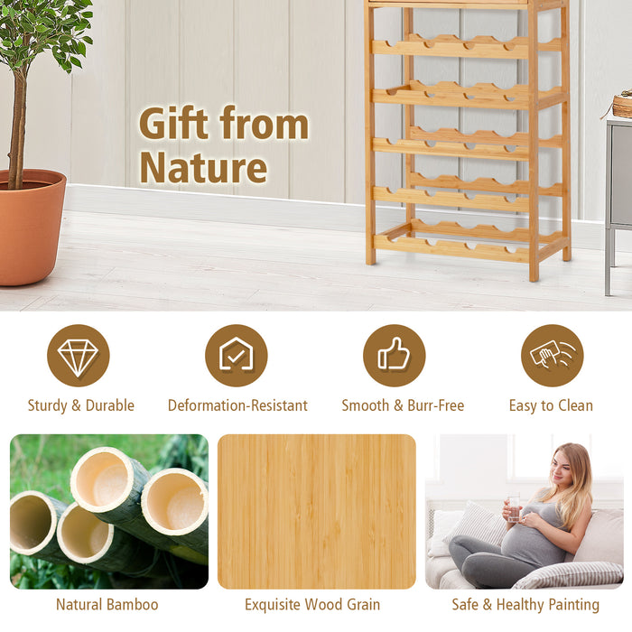 Bamboo Wine Bar Rack Cabinet - 20 Bottle Capacity in Natural Finish - Ideal Storage Solution for Wine Lovers