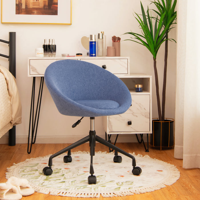 Height Adjustable Swivel Chair - Modern Design with Flexible Casters, Perfect for Study Room and Make-up Room - Ideal for Students and Beauty Enthusiasts, Blue Finish