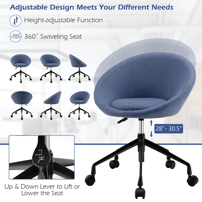 Height Adjustable Swivel Chair - Modern Design with Flexible Casters, Perfect for Study Room and Make-up Room - Ideal for Students and Beauty Enthusiasts, Blue Finish