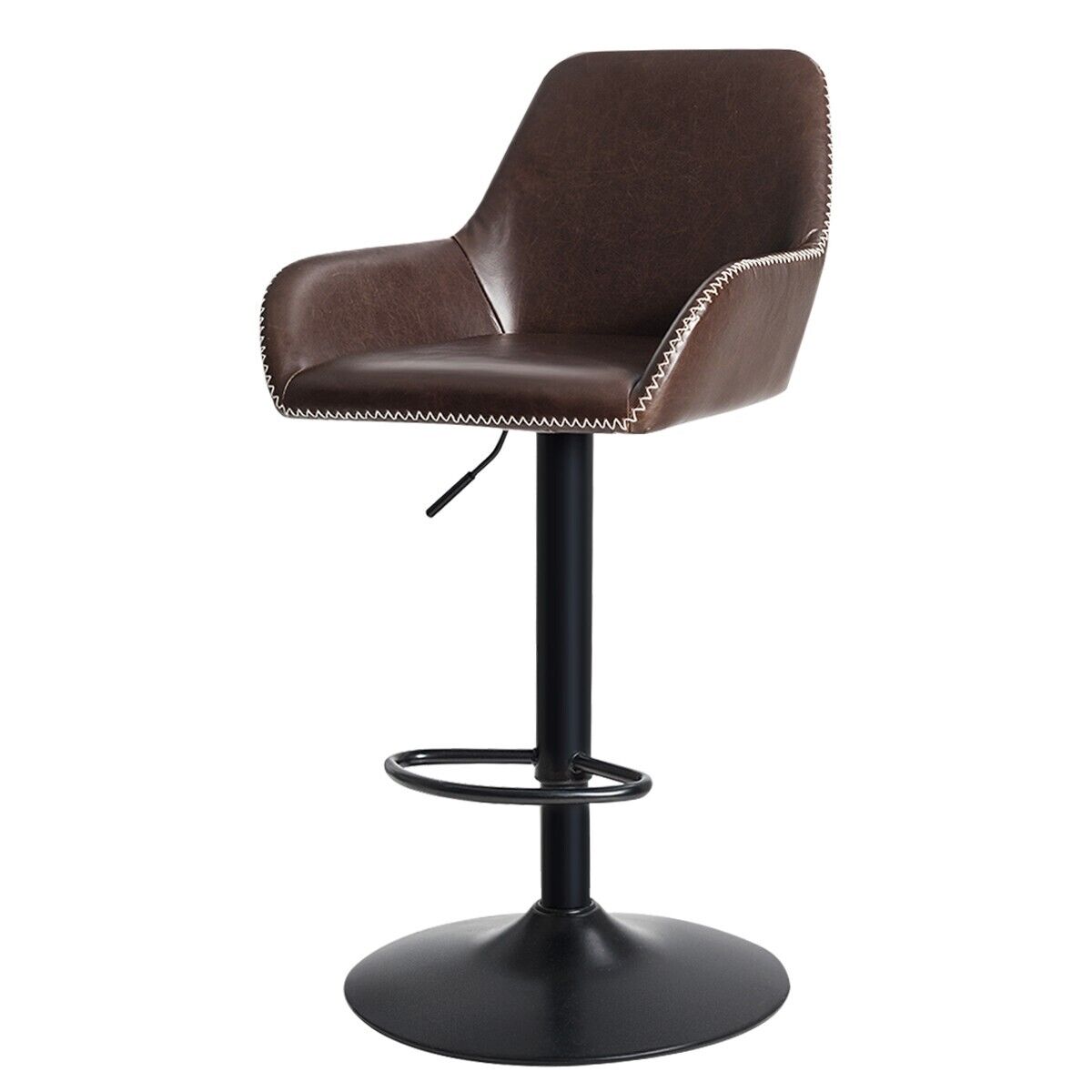 PU Leather Adjustable Bar Stool - 360° Swivel Function and Armrest - Ideal for Comfortable and Stylish Seating Solution