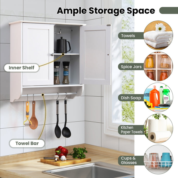 Bathroom Wall Cabinet - Wall Mounted, Adjustable Shelf, White Finish - Ideal for Organizing and Storing Bathroom Essentials