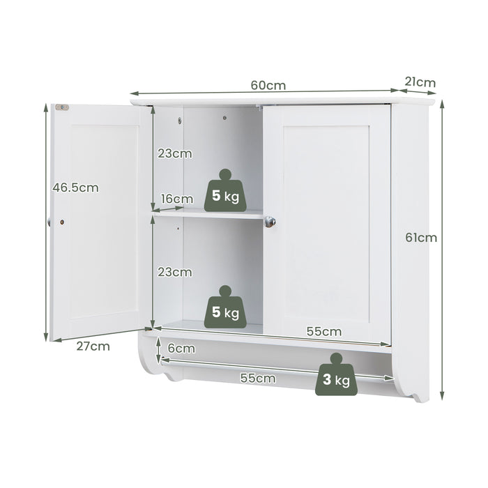 Bathroom Wall Cabinet - Wall Mounted, Adjustable Shelf, White Finish - Ideal for Organizing and Storing Bathroom Essentials