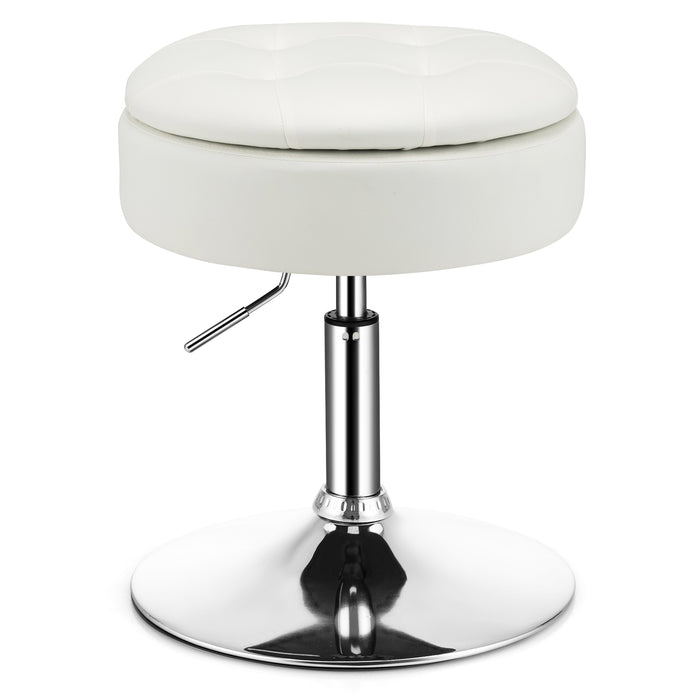Swivel Vanity Stool - 360-degree Rotation with Detachable Tray Lid in Black - Ideal for Beauty Stations and Vanity Tables