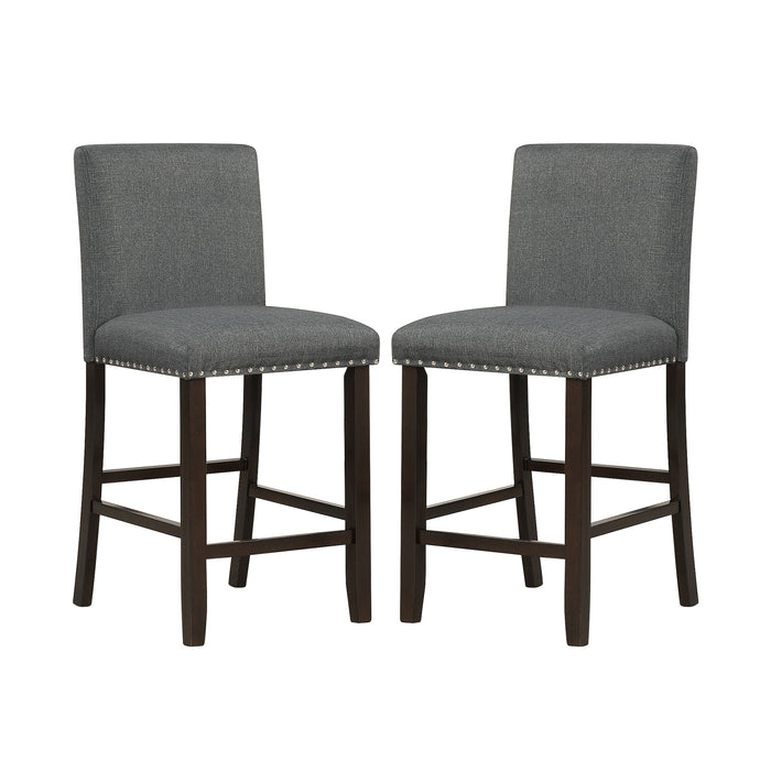 Bar Stool Set of 2 - Upholstered Black Dining Furniture for Kitchen & Restaurant - Ideal for Casual Dining and Gatherings