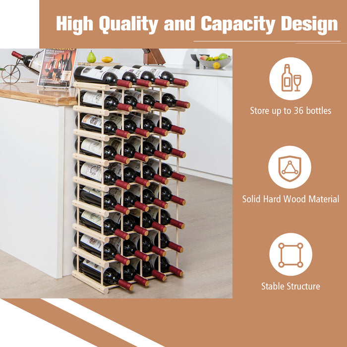 Home Bar Décor - 36-Bottle Wine Rack for Enhanced Storage - Ideal for Home Bars and Pantries