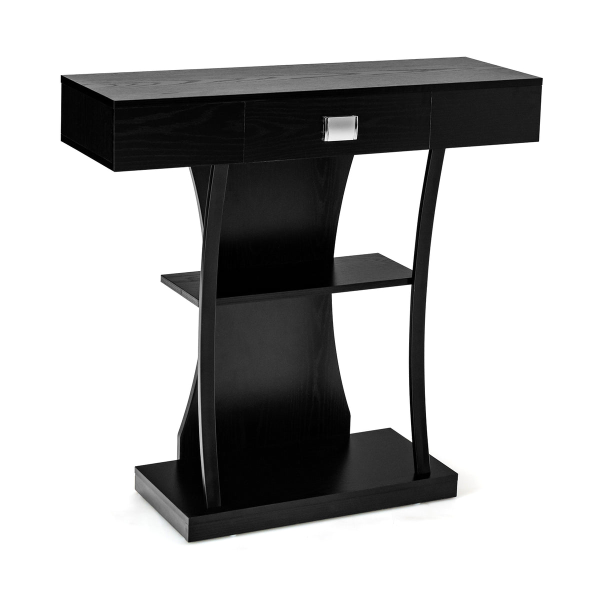 Small Space T-Shaped Console Table - Black - Ideal for Compact Living Areas
