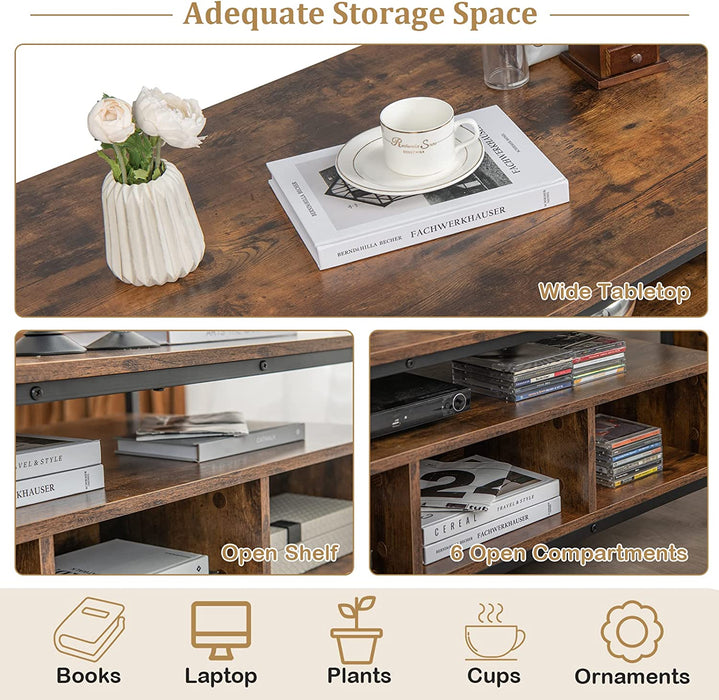 Wooden Cocktail Center Table - Storage Shelf, Living Room Furniture - Perfect Solution for Organized Living Spaces