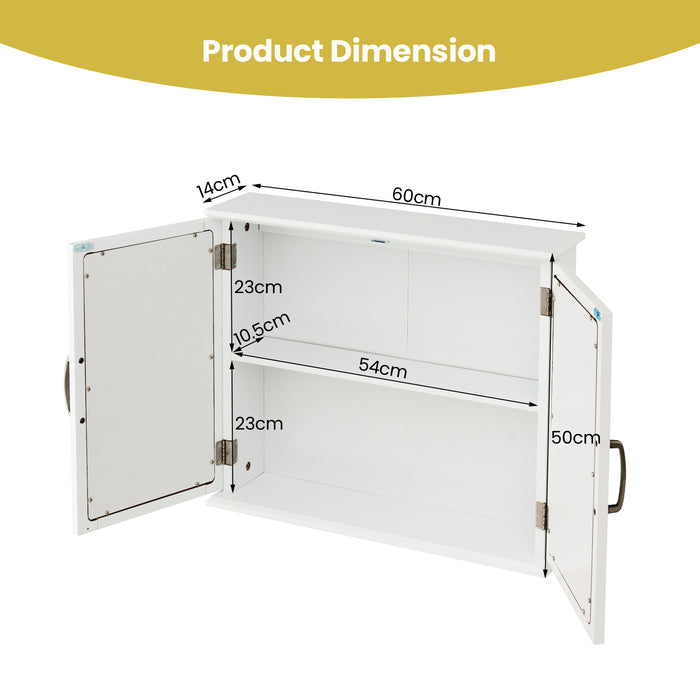 Wall-Mounted Cabinet - White Bathroom and Living Room Mirror Storage - Ideal for Space-Saving and Organization