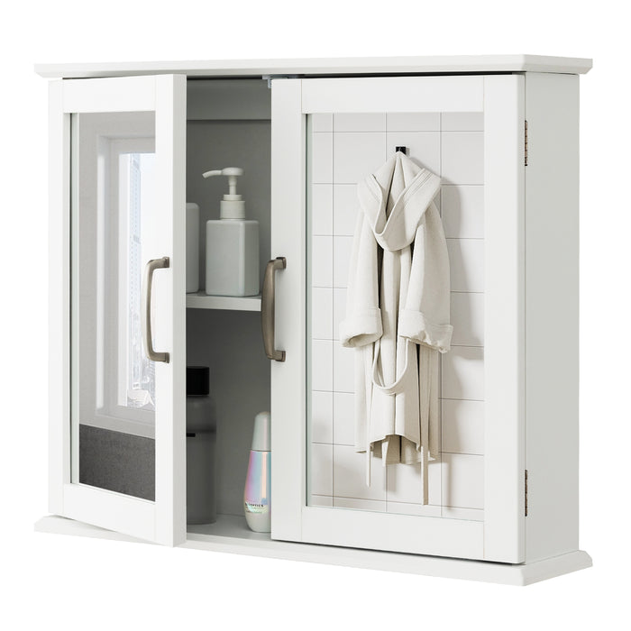 Wall-Mounted Cabinet - White Bathroom and Living Room Mirror Storage - Ideal for Space-Saving and Organization