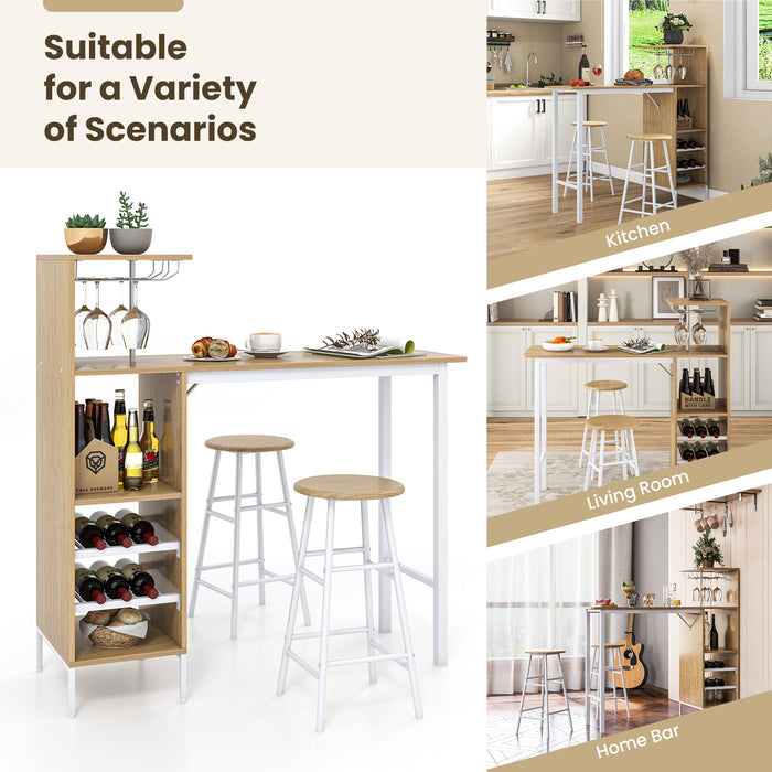 Bistro Style Counter Height Dining Table Set - Brown Color Perfect for Living Room - Ideal for Small Dining Spaces and Casual Gatherings