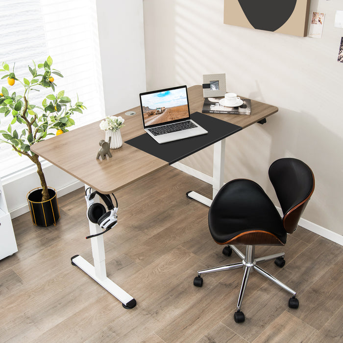 Adjustable Height Computer Desk - Home Office Furniture with Headphone Hook, Brown Design - Ideal for Remote Work and Studying Environments