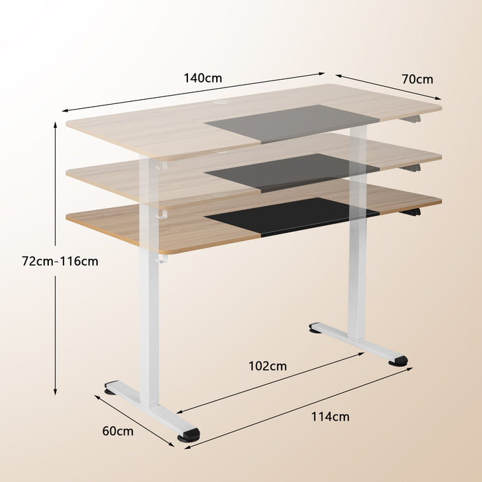 Adjustable Height Computer Desk - Home Office Furniture with Headphone Hook, Brown Design - Ideal for Remote Work and Studying Environments