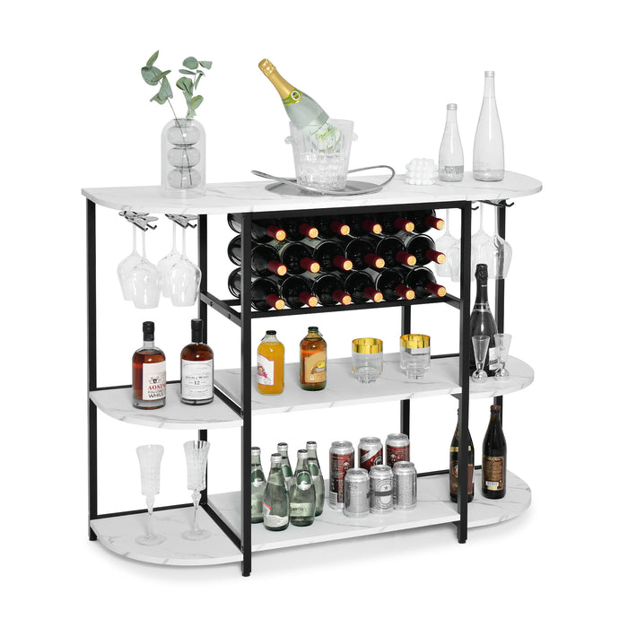Rustic Brown Coffee Bar Cabinet - 120 cm, Glass Holder Feature, Ideal for Kitchen Décor and Organisation