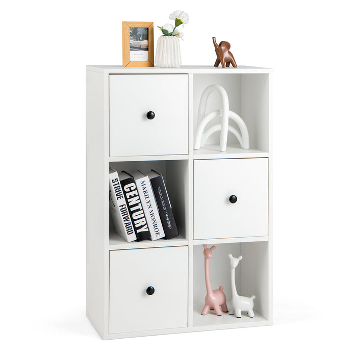 Cube Organiser with Drawers - Versatile 6-Cube Storage Bookcase, Ideal Furniture for Living Room and Bedroom - Perfect Solution for Keeping Clutter at Bay in White Finish