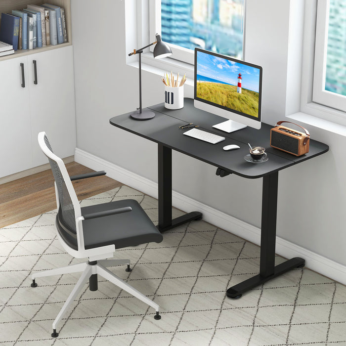 Electric Height Adjustable Desk - Standing Desk with Button Controller in Black - Perfect for Ergonomic Office Setups