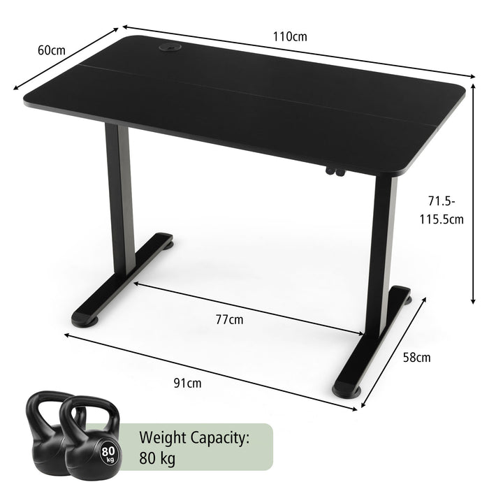 Electric Height Adjustable Desk - Standing Desk with Button Controller in Black - Perfect for Ergonomic Office Setups