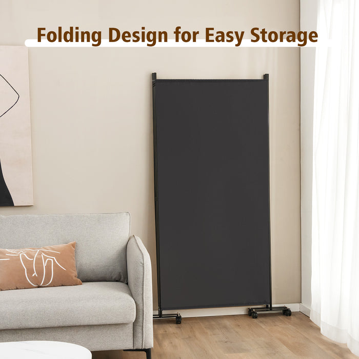 3-Panel Folding Divider - Mobile Room Partition with Wheels, Ideal for Living Room & Bedroom - Perfect Solution for Space Separation in Black Finish