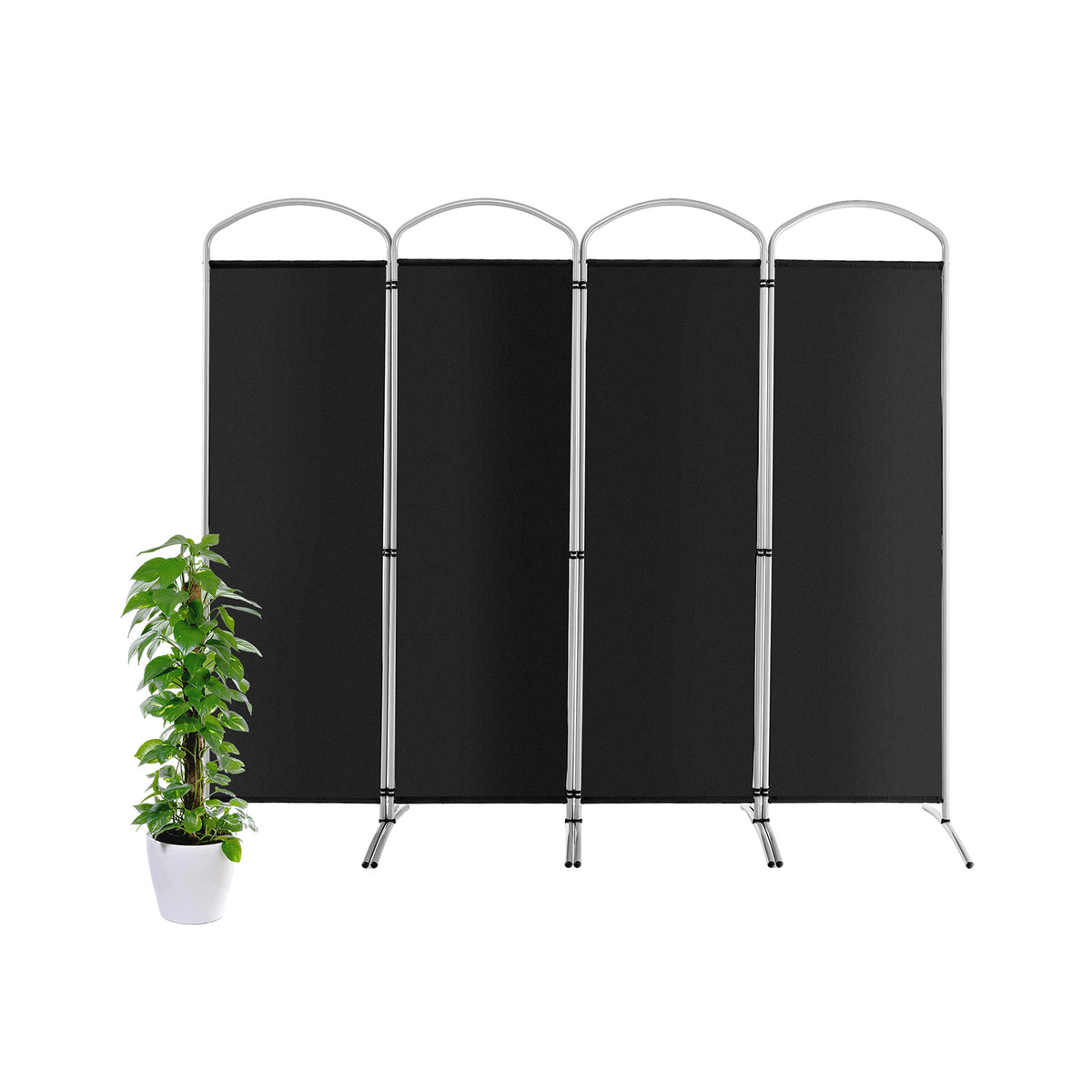 Room Divider - 4 Panel Freestanding Folding Screen for Living Room or Office - Ideal Space Solution in Black Design